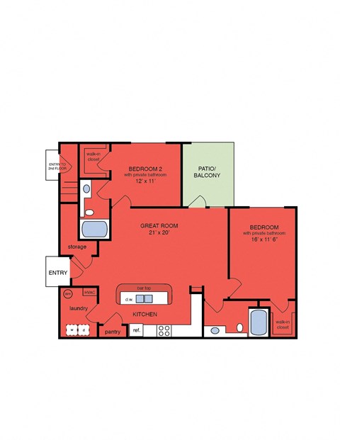 2 bedroom 2 bathroom garden apartment
